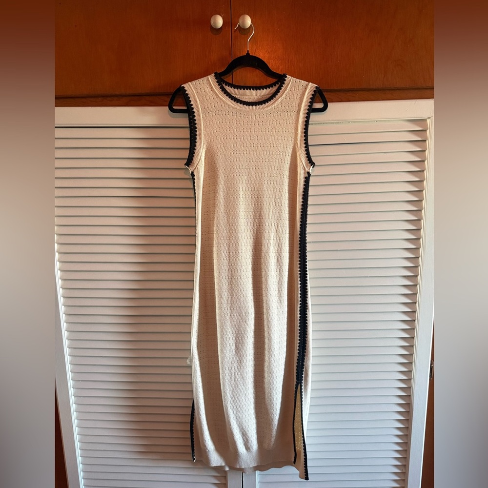 Varley Cream Maxi Dress with Black Trim